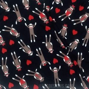 "SOCK MONKEY HEARTS" CUSTOM CAPRI LEGGINGS
